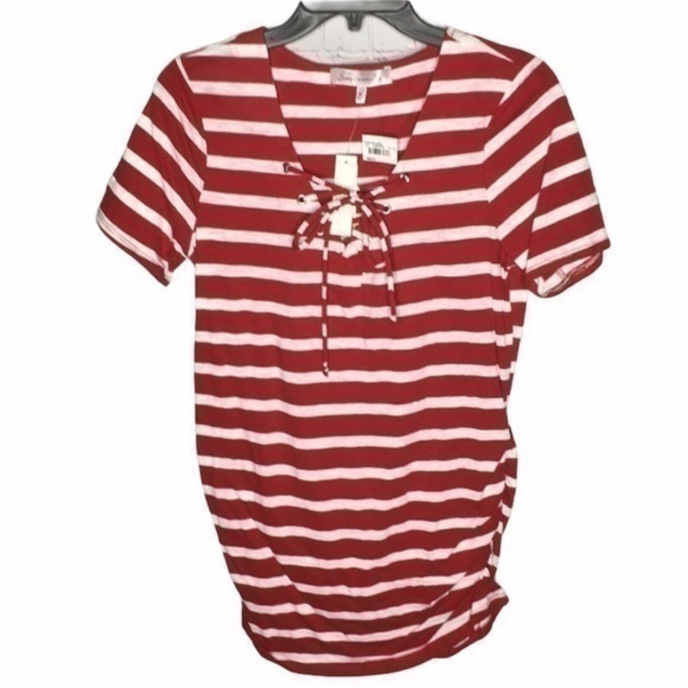 TWO BEAUTIFUL Maternity Red & white stripe top